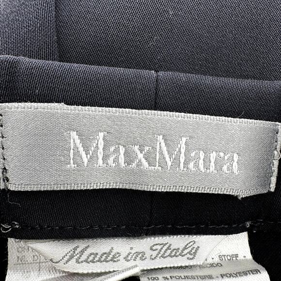 Max Mara Trouser Pants Pleated Straight Leg High Rise Career Office Black Medium - Picture 2 of 6